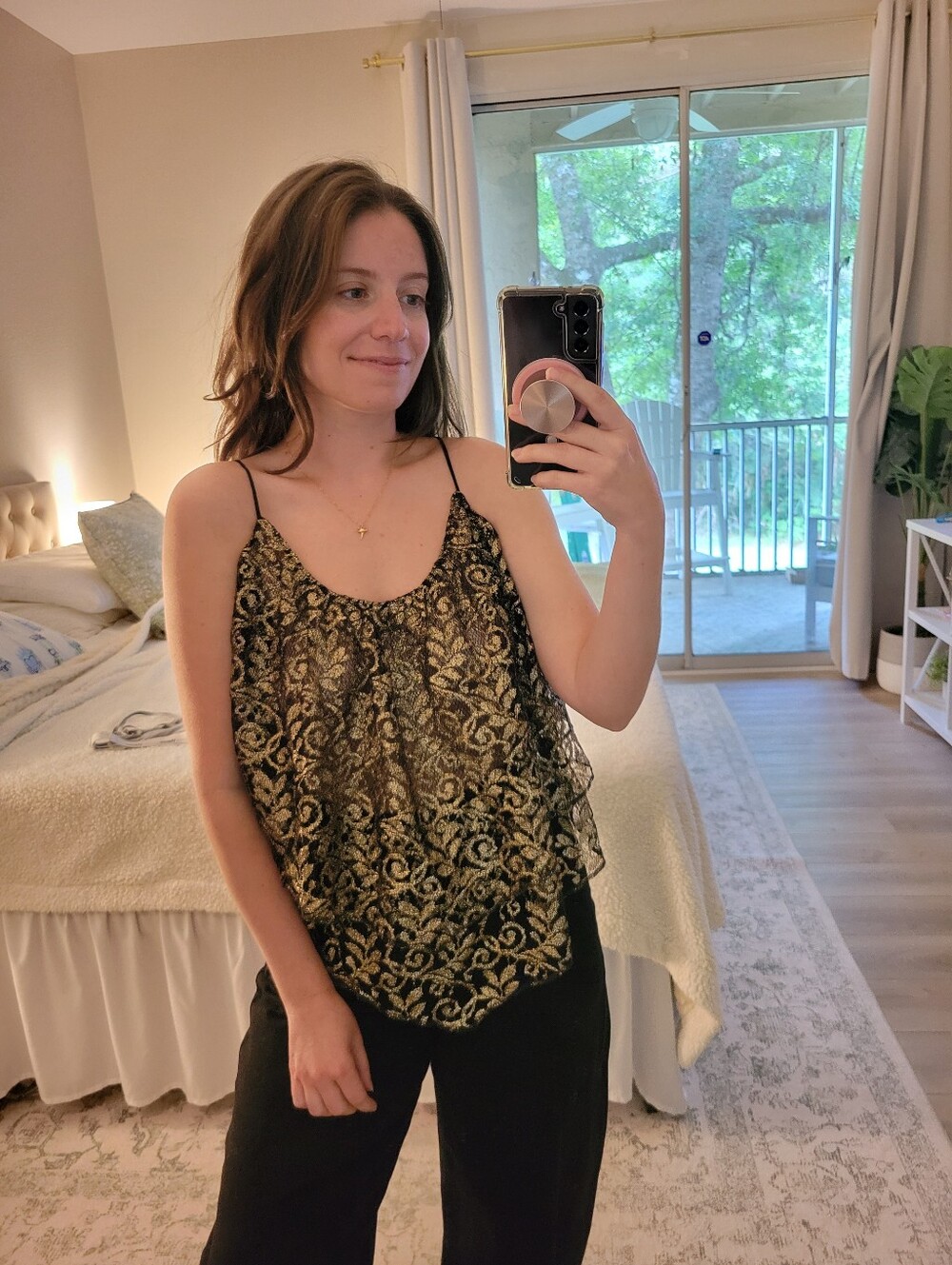 Urban outfitters Black/ gold draped tank